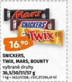 Terno Snickers twix mars bounty vybrané druhy nabídka