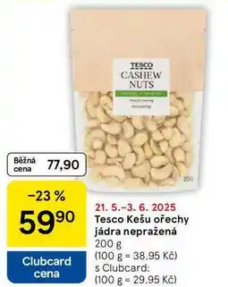 Tesco Tesco Kešu ořechy jádra nepražená, 200 g nabídka