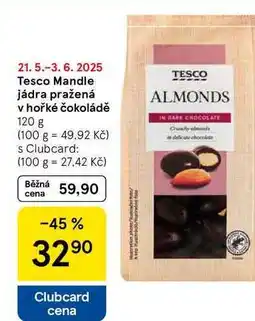 Tesco Tesco Mandle jádra pražená v hořké čokoládě, 120 g nabídka