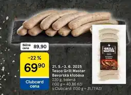 Tesco Tesco Grill Master Bavorská klobása, 220 g, balená nabídka