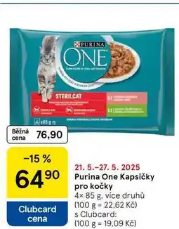 Tesco Purina One Kapsičky pro kočky, 4× 85 g, více druhů nabídka
