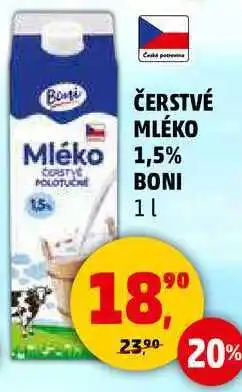 Penny Market ČERSTVÉ MLÉKO 1,5% BONI, 1 l nabídka