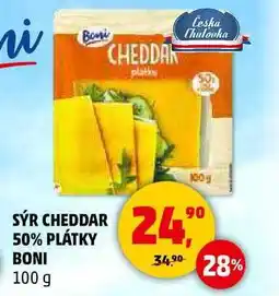 Penny Market SÝR CHEDDAR 50% PLÁTKY BONI, 100 g nabídka