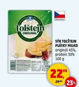 Penny Market SÝR TOLŠTEJN PLÁTKY MILKO originál 45%, 100 g nabídka