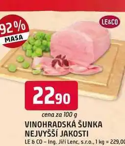 Trefa LE & CO VINOHRADSKÁ ŠUNKA NEJVYŠŠÍ JAKOSTI 100 g nabídka