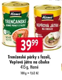 Qanto Trenčanské párky s fazolí, Vepřová játra na cibulce nabídka