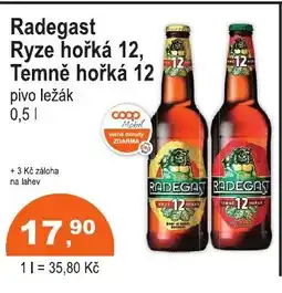 COOP DISKONT Radegast Ryze hořká 12 Temně hořká 12 nabídka