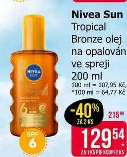 Teta Nivea Sun Tropical Bronze olej na opalován ve spreji 200 ml nabídka