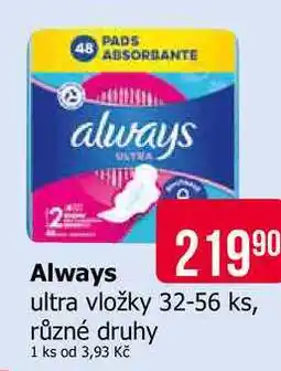 Teta Always ultra vložky 32-56 ks, různé druhy nabídka