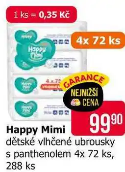 Teta Happy Mimi dětské vlhčené ubrousky s panthenolem 4x 72 ks, 288 ks nabídka