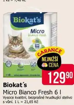 Teta Biokat's Micro Bianco Fresh 6l hrudkující stelivo s vůní nabídka