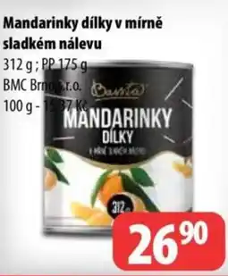 Partner Maloobchodní síť Mandarinky dílky v mírně sladkém nálevu nabídka
