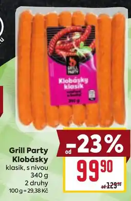 Billa Grill Party Klobásky nabídka