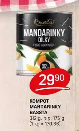 Flop KOMPOT MANDARINKY BASSTA 312 g. p.p. 175 g nabídka