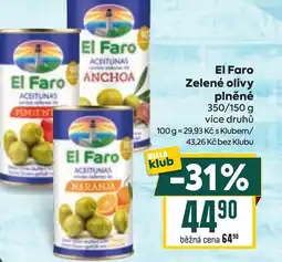 Billa El Faro Zelené olivy plněné nabídka