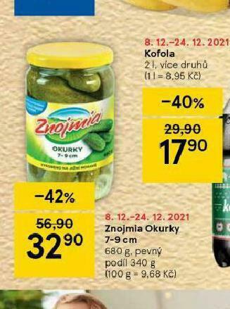 Tesco Znojmia okurky 7-9 cm nabídka