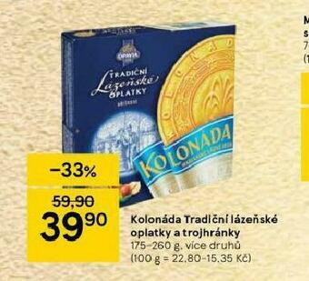Tesco Kolonáda tradiční lázeňské oplatky a trojhránky nabídka