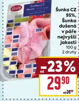 Billa Šunka CZ 95%, Šunka dušená v páře nejvyšší jakosti nabídka