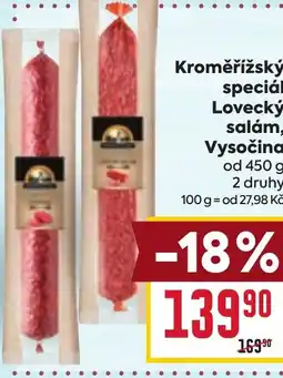 Billa Kroměřížský speciál Lovecký salám, Vysočina nabídka