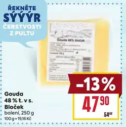 Billa Gouda 48% t. vs. Bloček nabídka