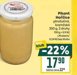 Billa Pikant Hořčice plnotučná, kremžská nabídka