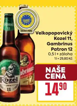 Billa Velkopopovický Kozel 11, Gambrinus Patron 12 nabídka