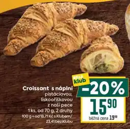 Billa Croissant s náplní pistáciovou, lískooříškovou nabídka