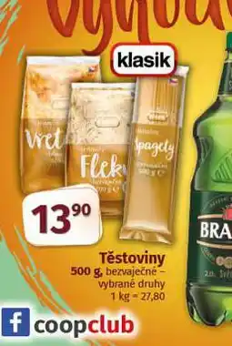 Coop Těstoviny nabídka