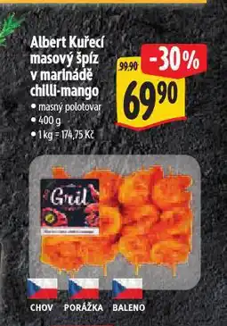 Albert Kuřecí masový špíz v marinádě chilli-mango nabídka