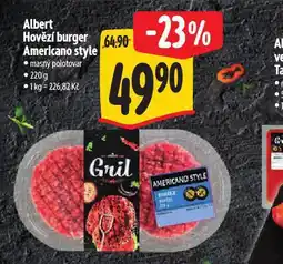 Albert Hovězí burger americano style nabídka