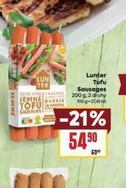 Billa Lunter tofu sausages nabídka
