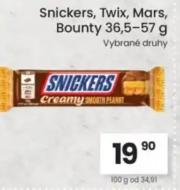 Kubík potraviny Snickers, Twix, Mars, Bounty nabídka
