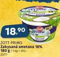 Coop ZOTT PRIMO Zakysaná smetana 18% nabídka