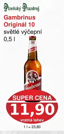 PLUS JIP Gambrinus Originál 10 světlé výčepní nabídka
