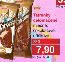 PLUS JIP Tatranky celomáčené mléčné, čokoládové, oříškové nabídka
