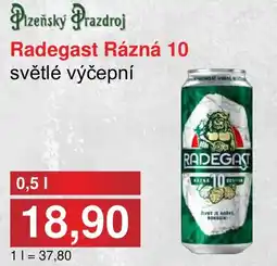 PLUS JIP Radegast Rázná 10 světlé výčepní nabídka