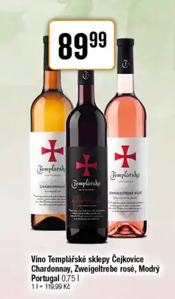 TEMPO Víno Templářské sklepy Čejkovice Chardonnay, Zweigeltrebe rosé, Modrý Portugal nabídka