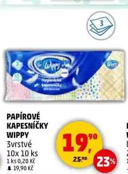 Penny Market PAPÍROVÉ KAPESNÍČKY WIPPY 3vrstvé, 10x 10 ks nabídka