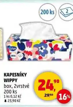 Penny Market KAPESNÍKY WIPPY box, 2vrstvé, 200 ks nabídka