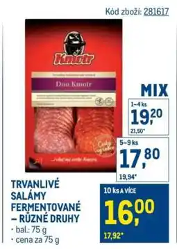 Makro TRVANLIVÉ SALÁMY FERMENTOVANÉ – RŮZNÉ DRUHY nabídka