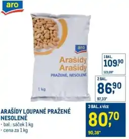 Makro Aro Arašídy loupané pražené nesolené nabídka