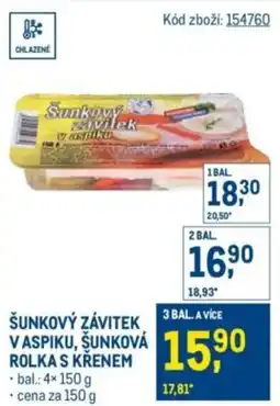 Makro Šunkový závitek vaspiku, šunková rolka s křenem nabídka