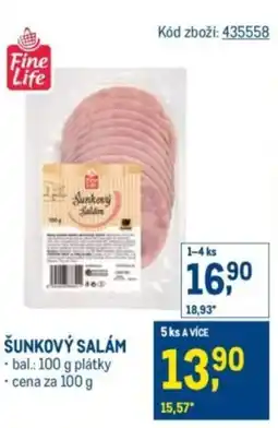 Makro Fine LIfe Šunkový salám nabídka