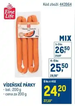 Makro Fine LIfe Vídeňské párky nabídka