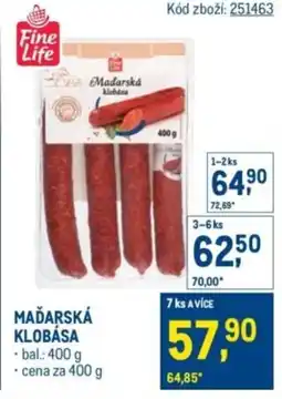 Makro Fine LIfe Maďarská klobása nabídka