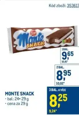 Makro Monte snack nabídka