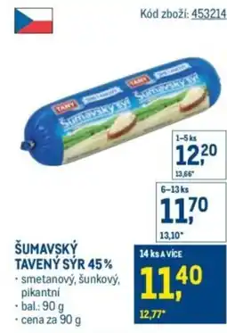 Makro Šumavský tavený sýr 45% nabídka