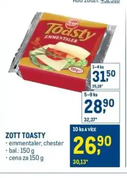 Makro Zott toasty nabídka
