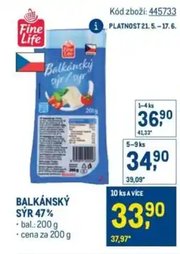 Makro Fine Life Balkánský sýr 47% nabídka