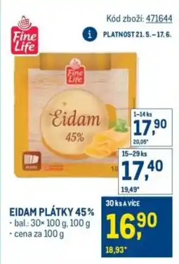 Makro Fine Life Eidam plátky 45% nabídka